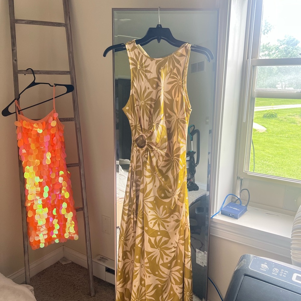 Gold and Cream Halter Maxi Sundress